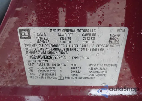 2016 Chevrolet Silverado 2500Hd Ltz из США, поврежденный, VIN 1GC1KWE82GF289485